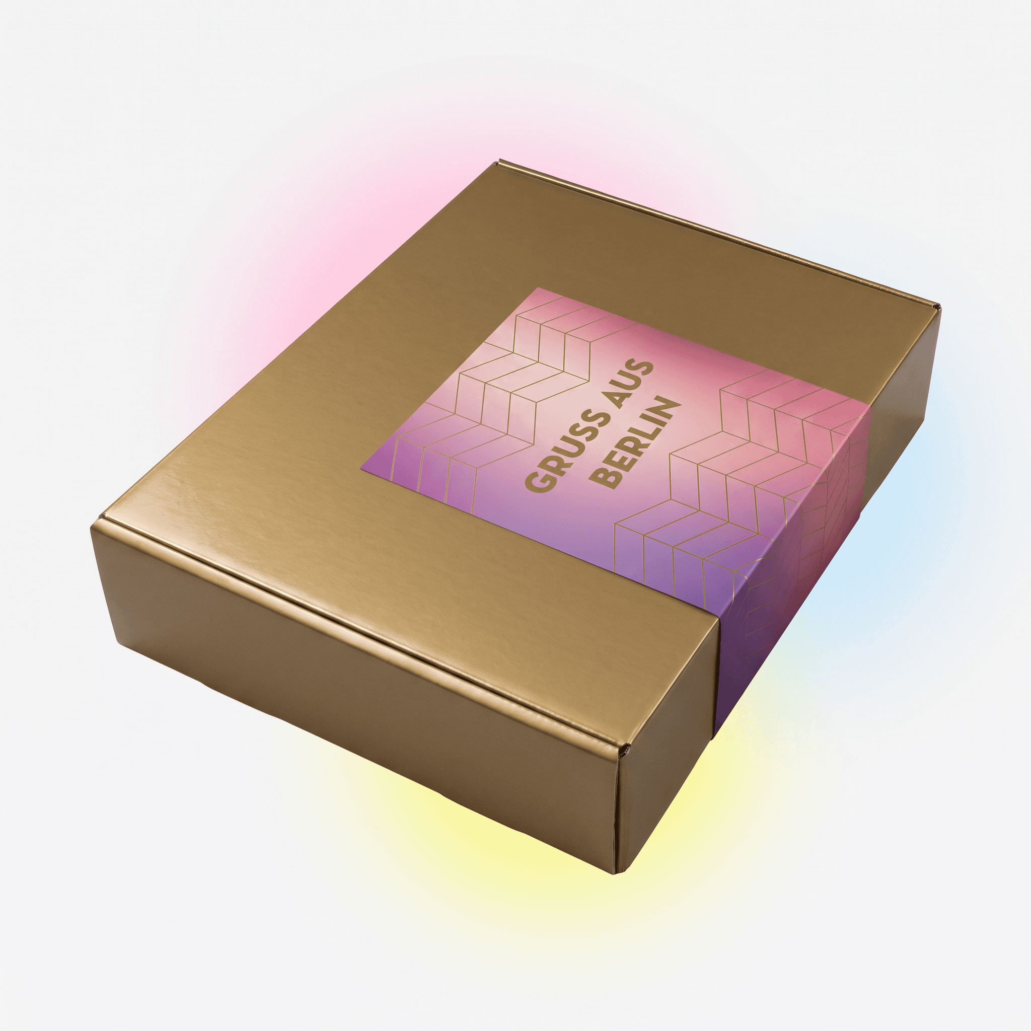 Berliner Gruß Geschenkbox Gold mit Wein, 4 Produkte