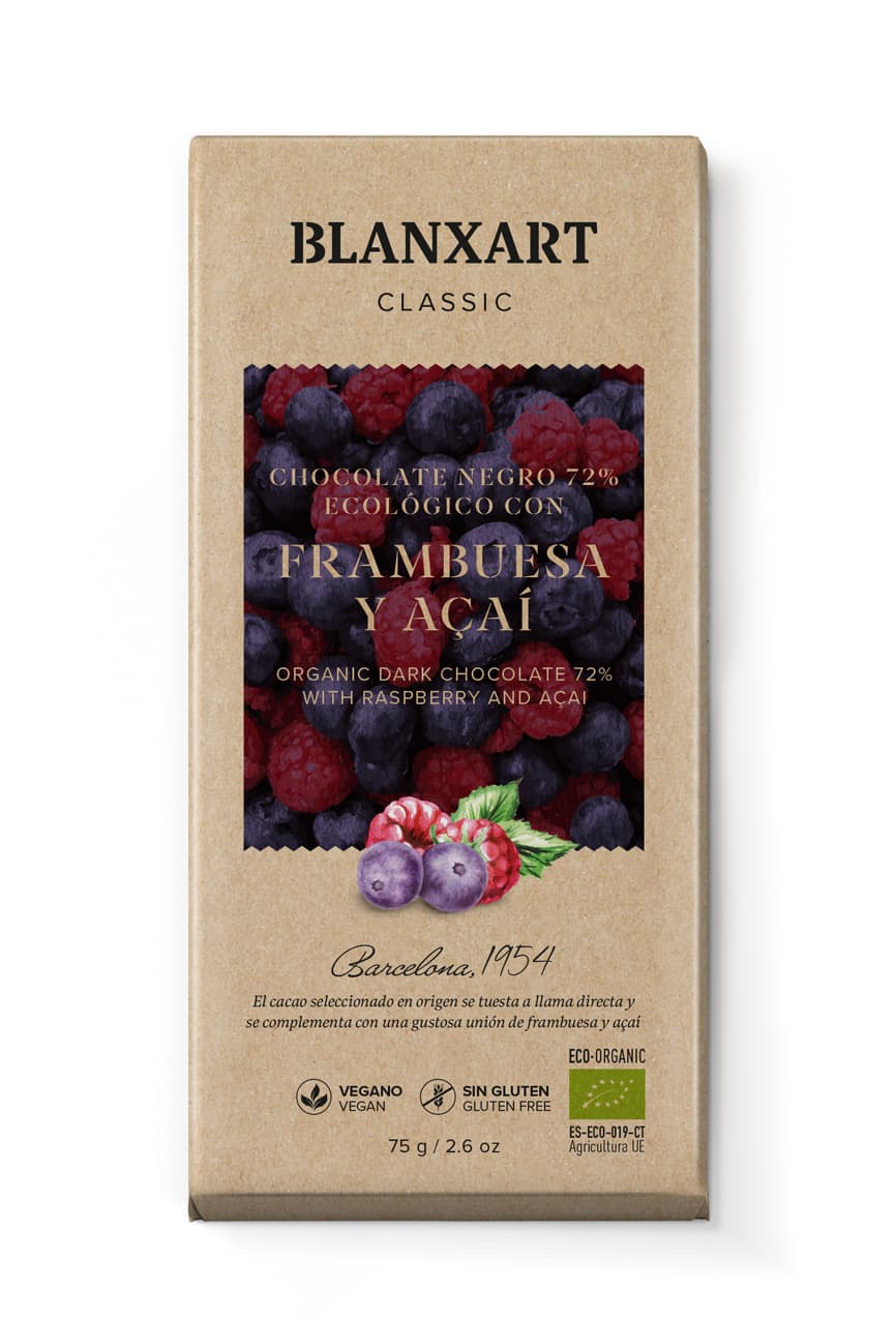 Blanxart - Chocolate negro con frambuesa y açai (Himbeere & Acai), 75g