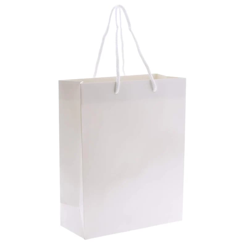 Geschenktüte Weiß A4 | Baumwollkordel, glänzend