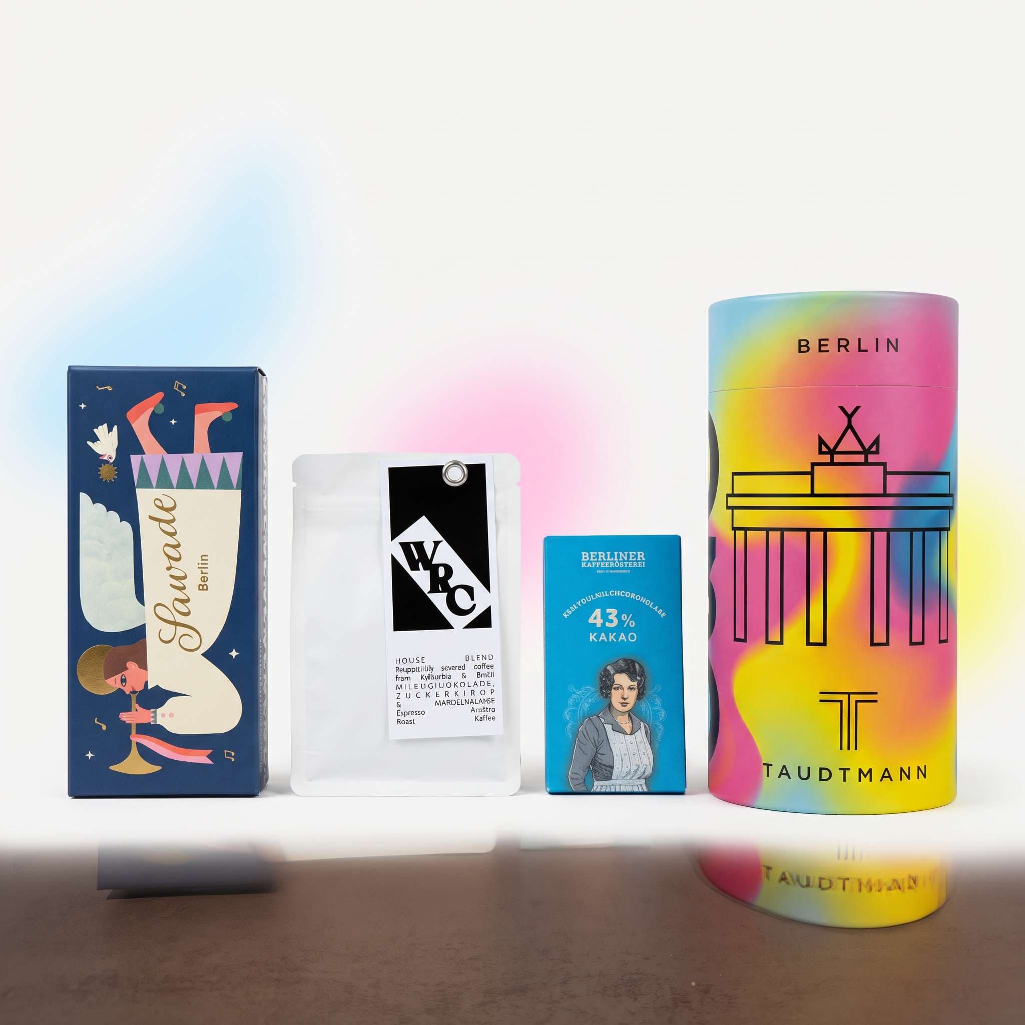 Kaffee Geschenkset Weihnachten – Berlin 030 Tube Rainbow mit Kaffee und Pralinen