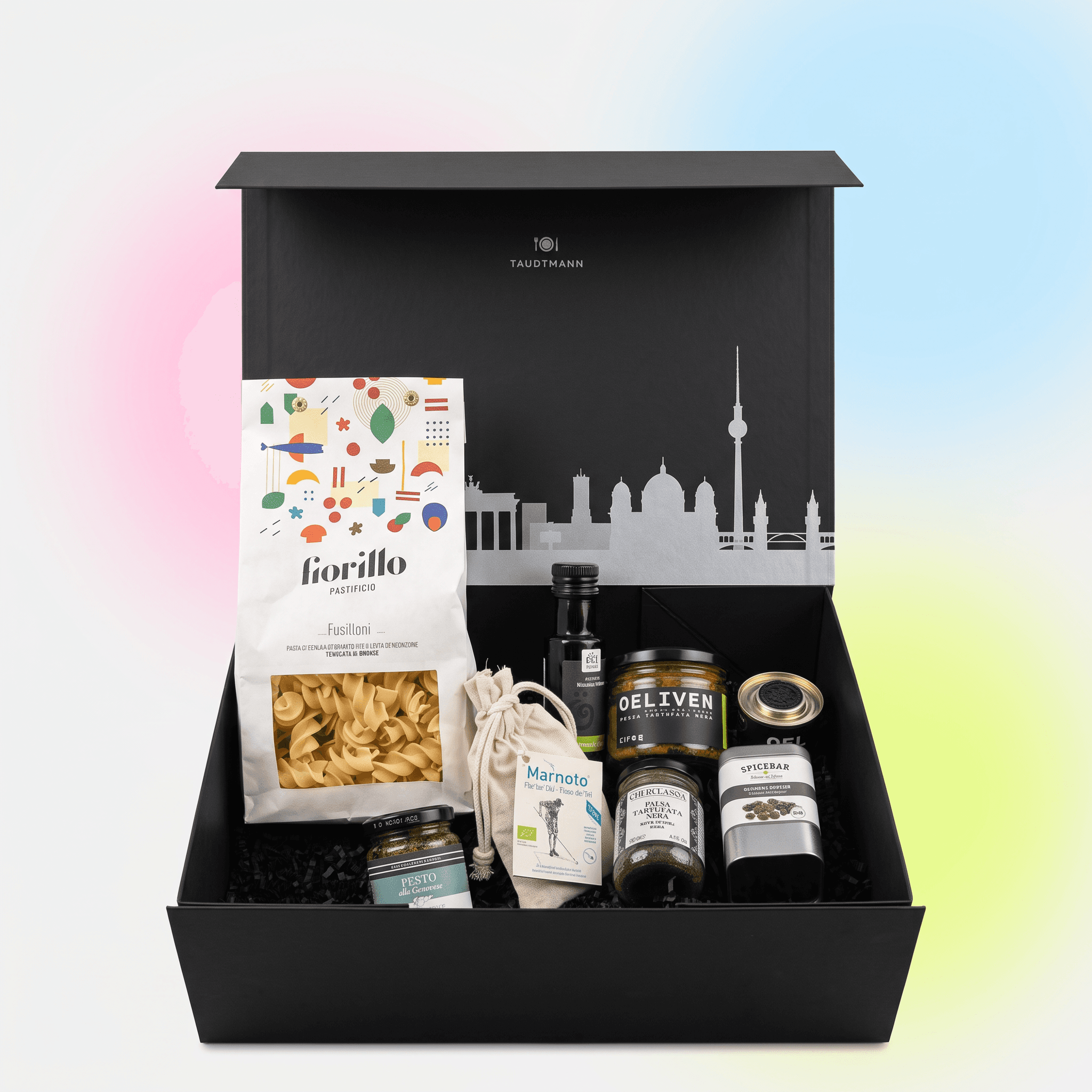 Mitarbeiter:innen Geschenkbox Mediterran – Das Dankeschön mit Olivenöl, Trüffel und italienischem Pasta-Genuss