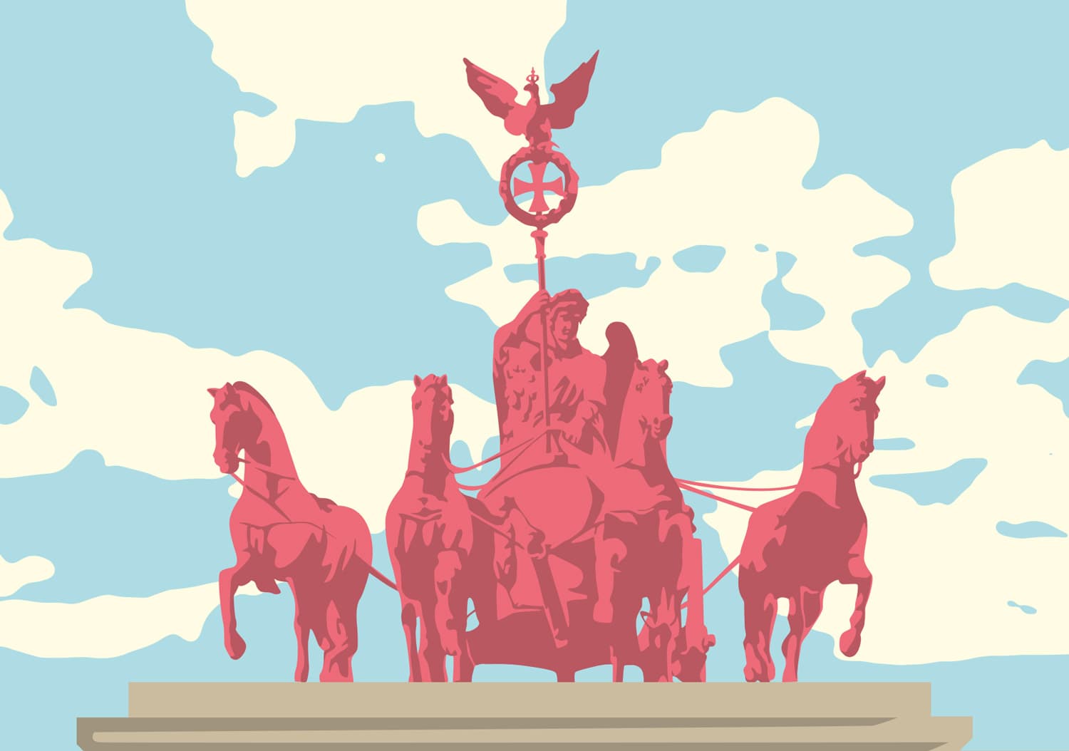 Postkarte - bon Voyage -  Quadriga auf dem Brandenburger Tor, Berlin