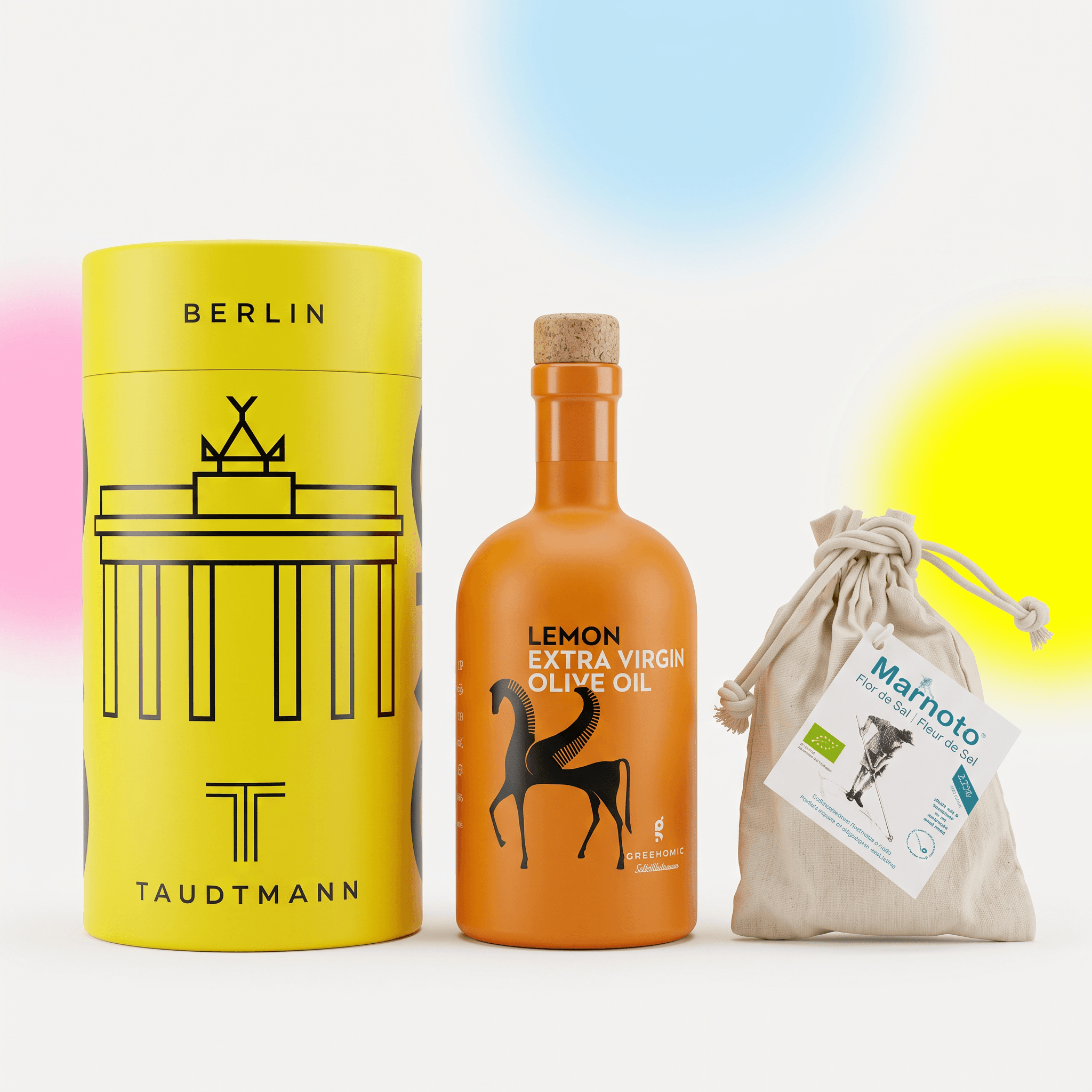 Berlin Tube Yellow – Zitronen-Olivenöl & Flor de Sal im 030-Geschenkzylinder