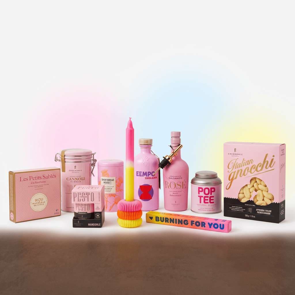 Design Klassiker Box in Pink – Feinkost-Geschenkbox mit Stil