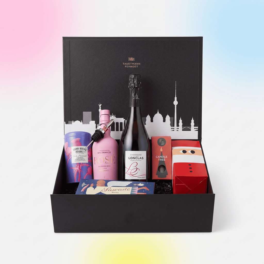 Premium Weihnachtsbox „Festtagsglanz“ mit Champagner,
