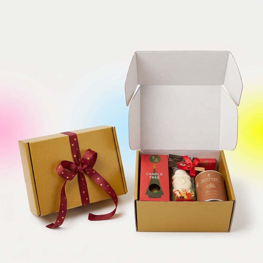 Kleines Wichtelgeschenk zu Weihnachten – Geschenkbox mit Kerze, Shortbread & Schokolade