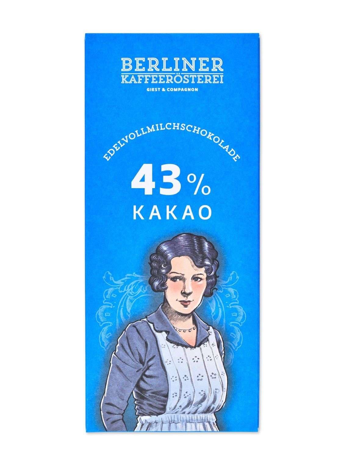 Berliner Kaffeerösterei - Schokoladentafel Classicline 43%, 45g