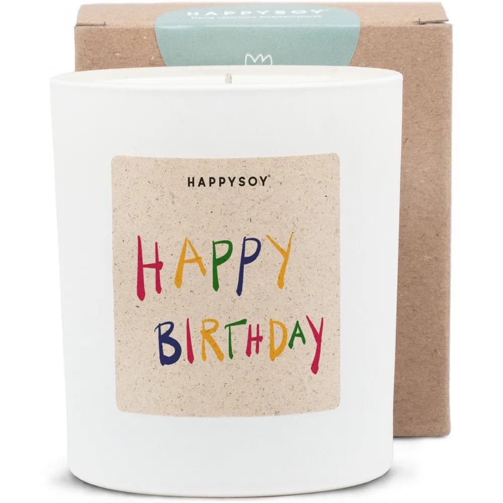 Duftkerze - HAPPYSOY® by Steffi Bauer Happy Birthday bunt