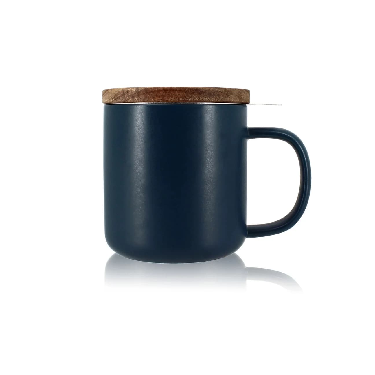 Ogo Living Juliet Mini Blau - Tee Tasse aus Steinzeug mit Akazienholzdeckel