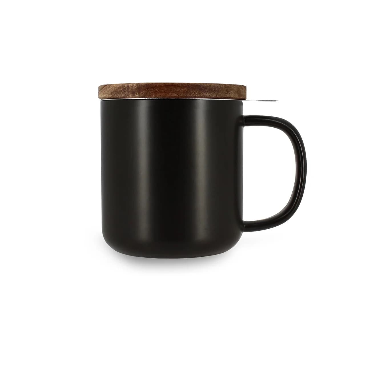 Ogo Living Juliet Mini Schwarz - Tee Tasse aus Steinzeug mit Akazienholzdeckel