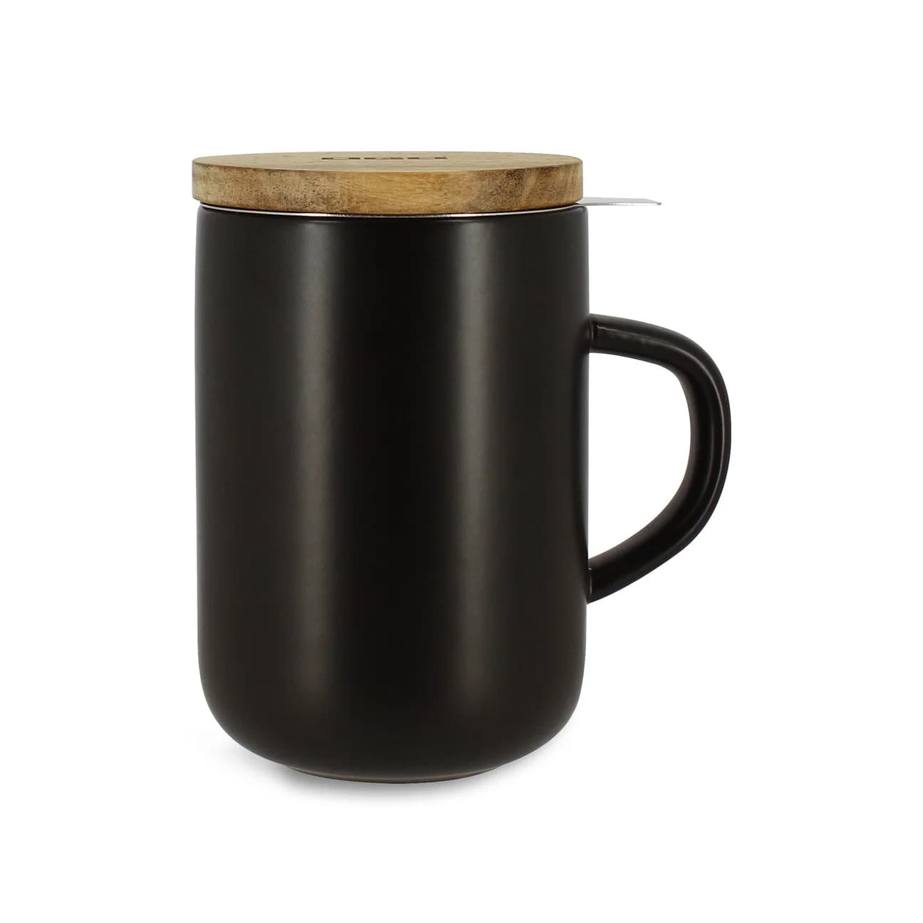 Ogo Living Juliet Schwarz - Tee Tasse Steinzeug und Deckel Akazie 475ml