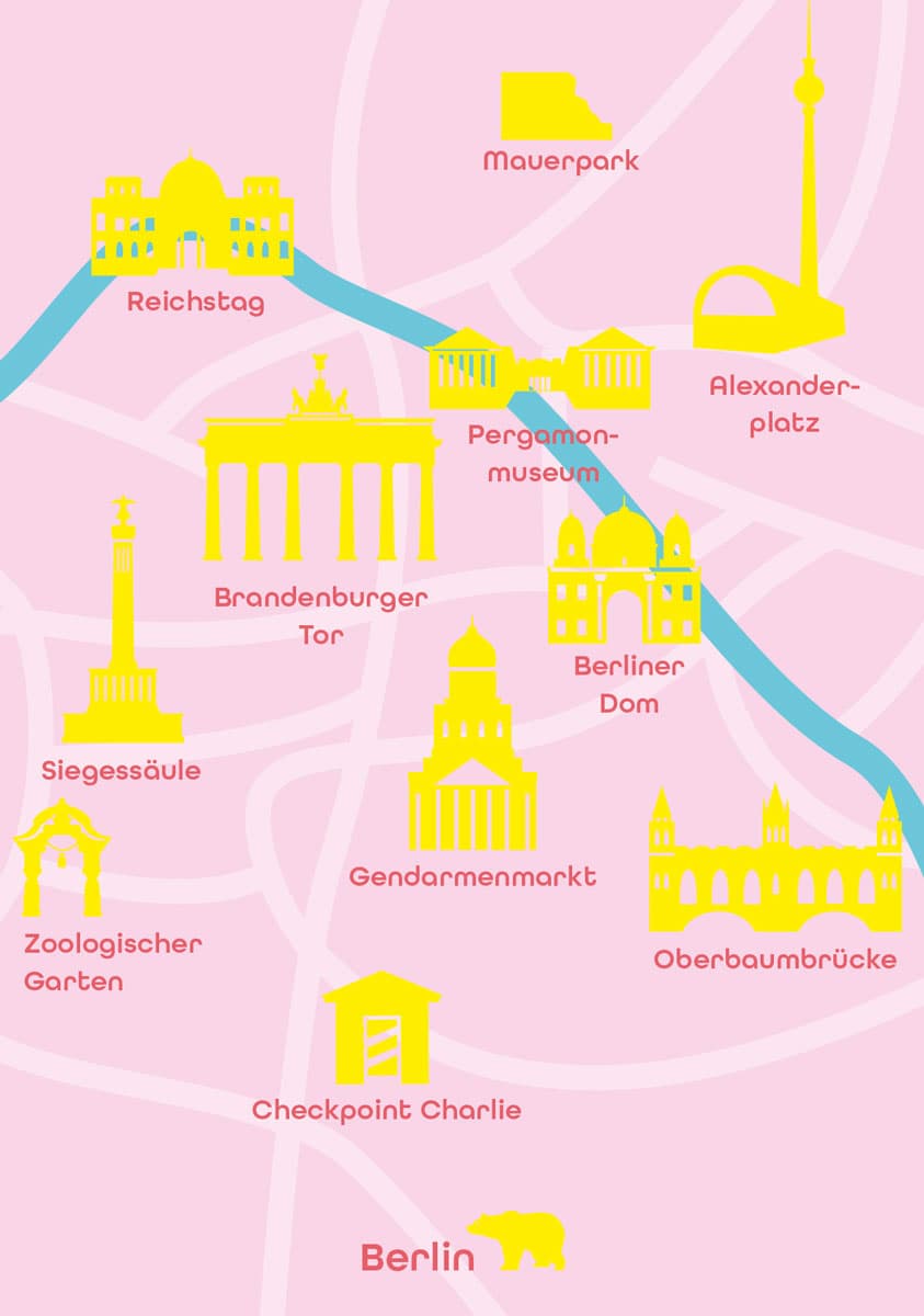Postkarte - bon Voyage - Berlin Minimap