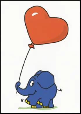 Postkarte - Isolde Schmitt-Menzel - Der kleine Elefant mit Herz