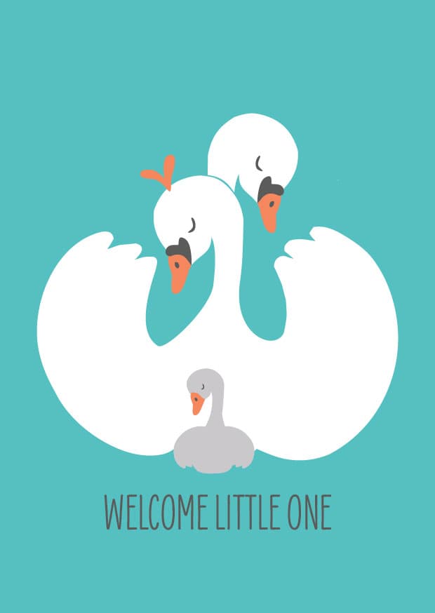Postkarte - Andrea liesert - welcome little one