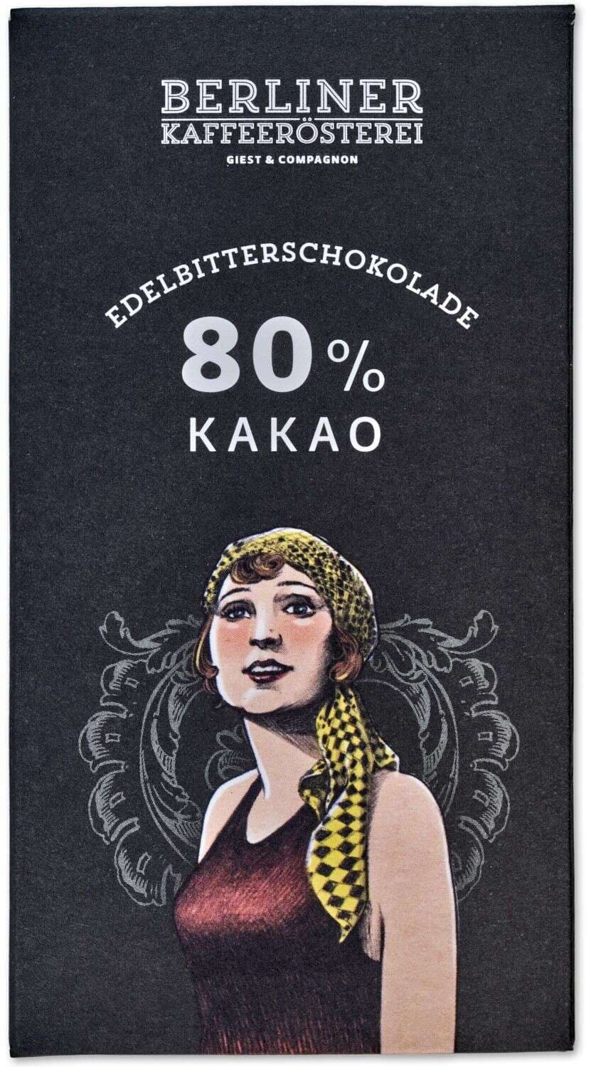 Berliner Kaffeerösterei - Schokoladentafel Classicline 80%, 45g