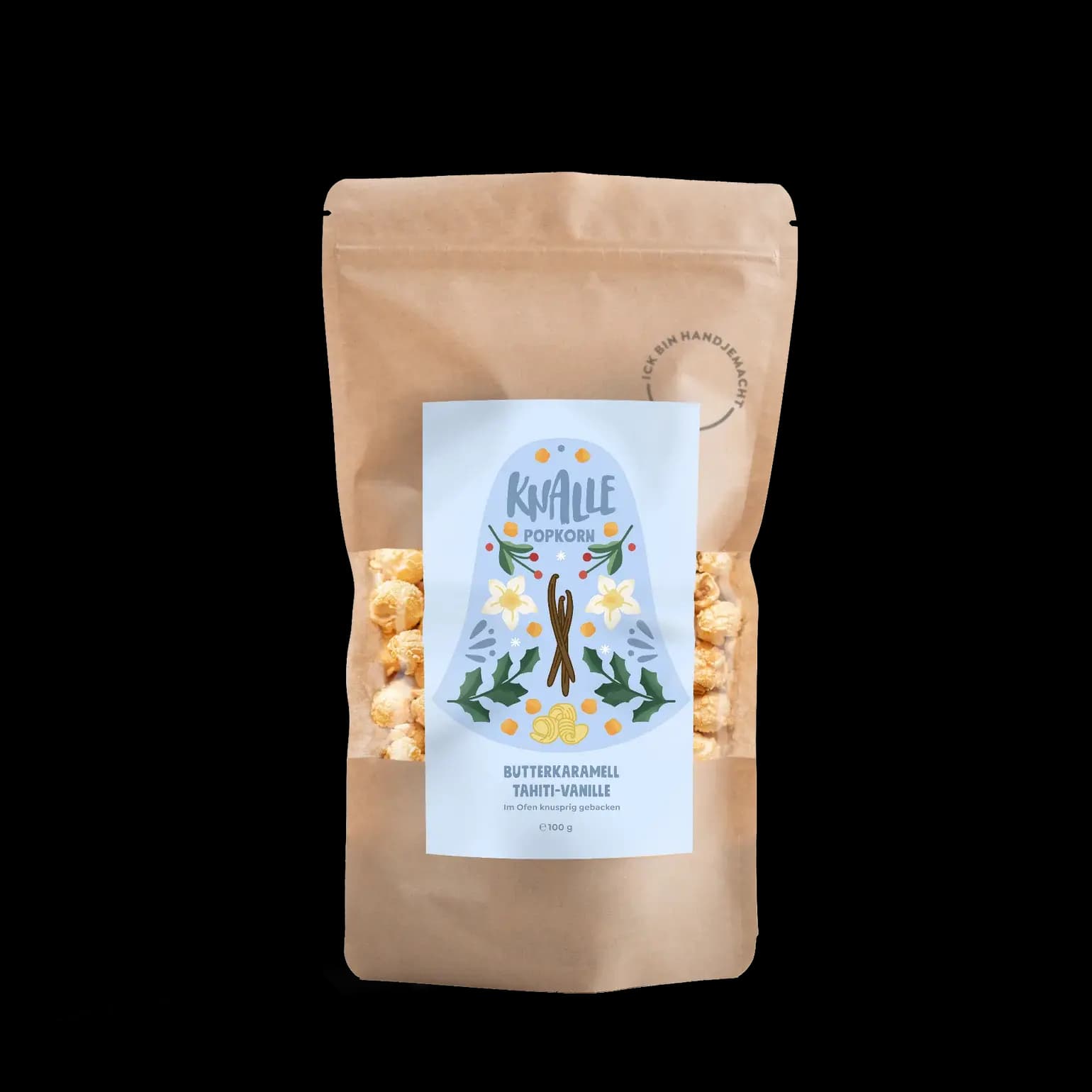 Knalle Popkorn Butterkaramell Tahiti-Vanille - Winteredition, 100g Tüte
