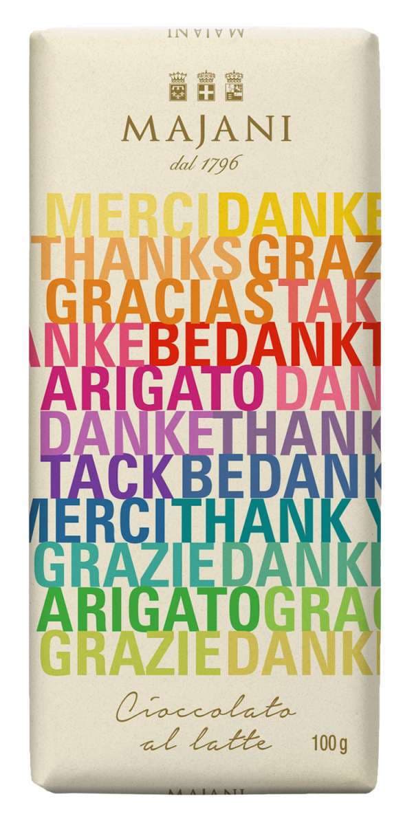 Majani Schokolade - Danke-Thanks-Merci, 100g