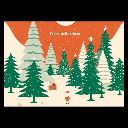 Postkarte - Frohe Weihnachten Tannenbäume