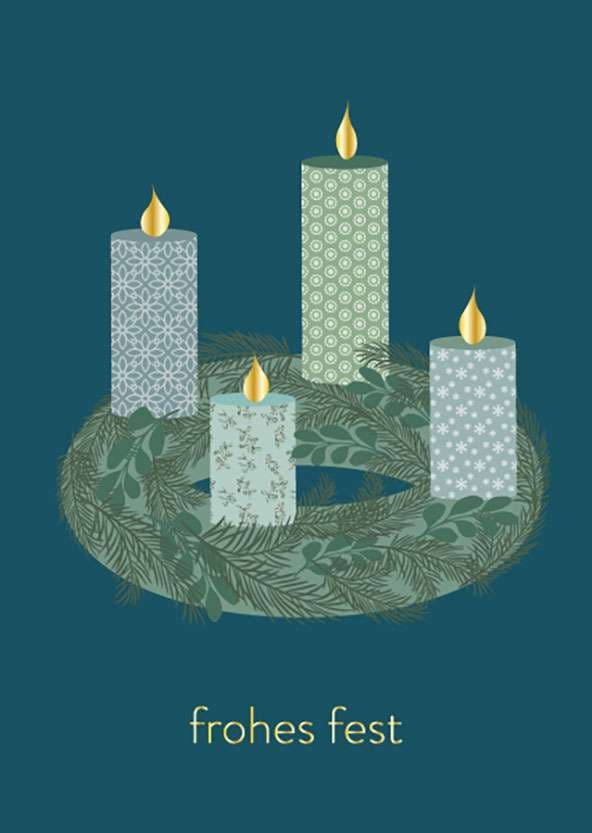 Postkarte - Toni Starck - Adventskranz