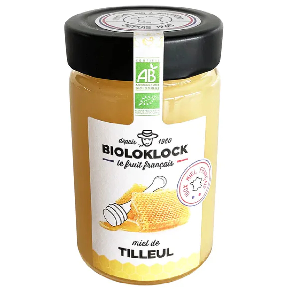 Bioloklock Französischer Miel de Tilleul, Lindnhonig Französischer Lindenhonig, auch bekannt als Tilleul-Honig, ist eine köstliche Honigsorte, die aus den Blüten der Linde (Tilia) gewonnen wird.