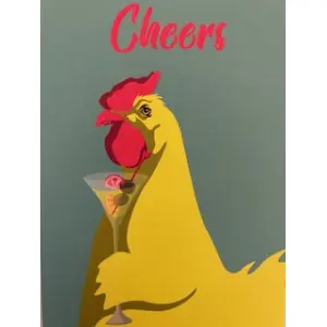 Huhn mit Cocktailglas