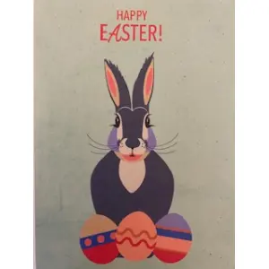 Osterkarte Hase, Happy Easter Karte,Postkarte „Happy Easter! Ostergruß mit Ostereiern, englische Osterpostkarte, klassische Osterkarte kaufen