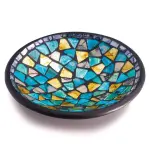 Master Keywords: Glasmosaik Schale Dekoobjekt, handgemachte Deko Bali, Fair-Trade Wohnaccessoires, Mosaik Deko türkis gold, nachhaltige Tischdeko, ethisch produzierte Glaskunst, Dekoobjekt aus Bali, irisierendes Mosaik