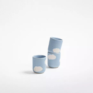 Espressotasse Wolken Keramiktasse Espresso handgemachte Espressotasse Geschenkidee für Kaffeeliebhaber Design Espressotasse Steinzeug Tasse handmade Espresso Becher mit Wolkenmotiv kleine Keramiktasse