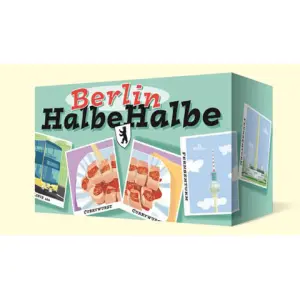 Berlin HalbeHalbe 30 Berliner Schönheiten zum Spielen von Claas Janssen Halbe-Halbe – Ein völlig neues Spiel-Erlebnis! Ein faszinierendes und außergewöhnlich gestaltetes Gedächtnisspiel, mit dem sich die deutsche Hauptstadt (neu) entdecken lässt. Je zwei zusammengehörige Karten zeigen ein gezeichnetes Berlin-Motiv – die Spieler müssen aus den verdeckten Karten die richtigen Paare herausfinden. Welche Hälften gehören zusammen und wer sammelt die meisten Motive? Ganz Berlin in liebevollen Illustrationen: Ideal für junge und alte Berliner, Touristen und alle, die die Hauptstadt lieben!