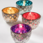 Teelichthalter Crackle Glas