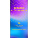 🎉 Herzlichen Glückwunsch Ein intensives Blau mit violettem Schimmer unterstreicht die goldene Schrift „Herzlichen Glückwunsch“. Diese elegante Kombination passt ideal für besondere Erfolge und Jubiläen. 👉 Personalisierbar mit Namen oder individuellem Gruß.